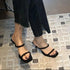 Double Strap Open Toe Slid On Heelsq